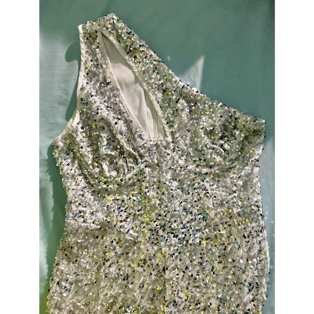 Pretty Little Thing silver/white sequin jumpsuit. SUPER CUTE! I’m just too short